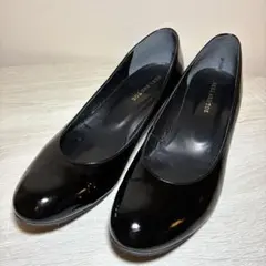 美品HEEL AND TOE パンプス39 24.5〜25cm黒 エナメル日本製