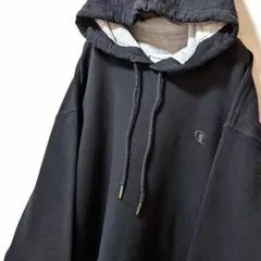 チャンピオンChampion肉厚刺繍 スウェットパーカーブラック黒L古着