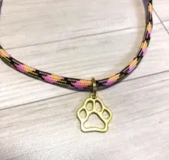チョーカー　ペットアクセサリー　ピンク系迷彩　パラコード