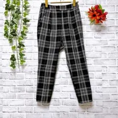 【GU】 ジーユー （S） テーパードトラウザー パンツ チェック柄 メンズ