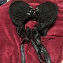 【完全処分☆】トリプルフォーチュン ローズリボン ボンネット 黒‪✕‬黒薔薇 完全処分☆】トリプルフォーチュン ローズリボン ボンネット 黒