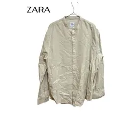 B0479ZARA 長袖メンズシャツ　Uオフィスカジュアル　シンプル　大きめXL