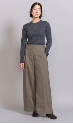 美品 チェックワイドパンツ M ビューティ＆ユースユナイテッドアローズ