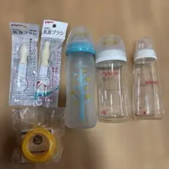 ピジョン　哺乳瓶　3本　乳首ブラシ　ミルクアタッチメント　母乳実感　ガラス