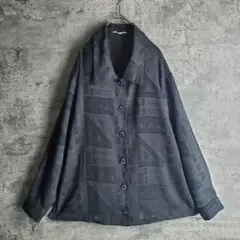 【ヴィンテージ】古着 シアーシャツ 総柄 ワンカラー 黒 レトロ