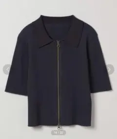JEANASIS バイカラーリブZIPカーディガンSS ネイビー 半袖のサムネイル