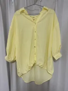 【7分袖】多種ボタン後ろレースアップタケノコタックシャツ