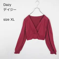 【デイジー】 長袖カットソー ラップデザイン 深Vネック とろみ素材 XL 美品