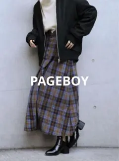 PAGEBOY ページボーイ チェック ハイウエスト ロング フレアスカート
