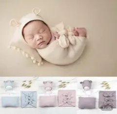 ホワイト ニューボーンフォトセット 耳付き