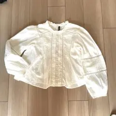 【美品】H&M ホワイト ピンタックシャツ　長袖　サイズM