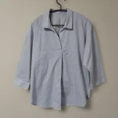 【美品】GU ジーユー　ストライプシャツ　Mサイズ 水色