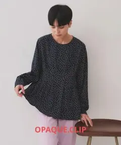 【現行モデル】オペークドットクリップ　ドットプリント　タックブラウス 　F