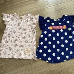 アンパンマン ドット柄 半袖Tシャツ 2枚セット 女の子 90cm 春夏