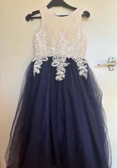 発表会ドレス ネイビーアイボリー 140