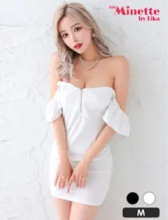 ティカ Tika ホワイトオフショルダーフリルドレス M