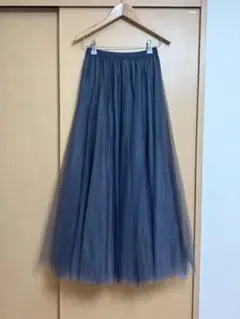 チュールフレアスカート ダークグレー ロング丈