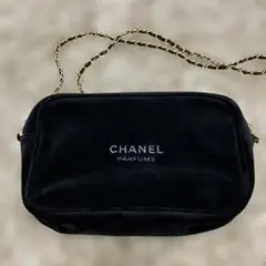 CHANEL PARFUMS ブラックショルダーバッグノベルティ　ベロア