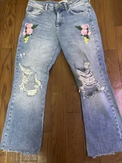 ZARA BASIC フレアダメージ加工デニム 38