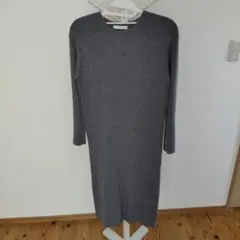 LOWRYS FARM グレー リブニット ロングワンピース