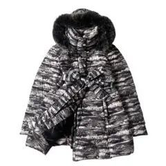 美品 バルマン ダウンコート ブルーフォックス 3way 総柄 ベルト M