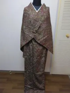 洗える小紋 着物 多色幾何学模様