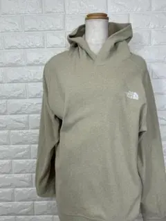 ノースフェイス フリース パーカー L ベージュ ワンポイント 刺繍ロゴのサムネイル