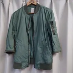 BACK NUNBER MA-1 七分袖 ブルゾン カーキ 薄手 春夏 ユニ
