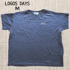 A-348 〈LOGOSDAYS〉半袖Tシャツ　Ｍ　ロゴ刺繍    ネイビー