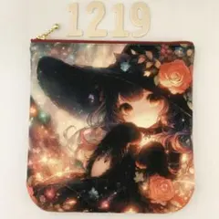 1219.女の子 黒猫 パネル生地 ふかふかポーチ