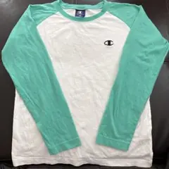 Champion 長袖tシャツ 150 ホワイト/ターコイズ