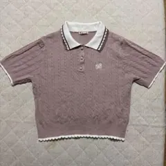 axesfemme 刺繍入り 襟 ニット ポロシャツ ピンクのサムネイル