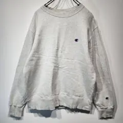 Champion　スウェットトレーナー　L　シンプル　刺繍ロゴ　杢ホワイト　古着
