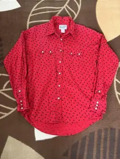 ウエスタンシャツ 長袖 星柄 赤 Lサイズ