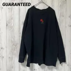 【GUARANTEED】長袖トレーナー　バラ刺繍　黒　スウェット　M シンプル