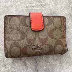COACH 二つ折り財布 ブラウン　オレンジ