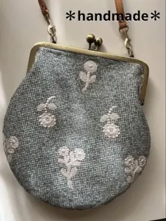 ハンドメイド　がま口バッグ　ミナペルホネン　bonheur