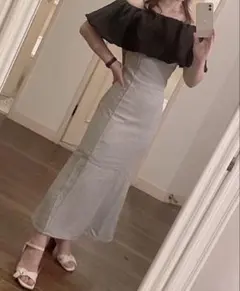 オフショルダー ロングスカート