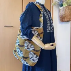 美品 松尾ミユキ ショルダートートバッグ cat 猫 ジャガード生地 A4可能