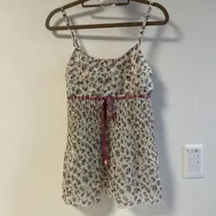 フィント　花柄 キャミソール プリーツ リボン付きのサムネイル