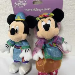 新品未使用 ミッキー &ミニー ぬいぐるみバッチ　2016年　七夕 ディズニー