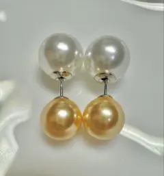 B0308 真珠　ピアス ゴールド純銀 s925 貝パール アクセサリーシンプル
