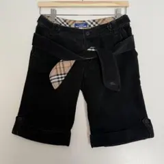 廃盤 バーバリーブルーレーベル コーデュロイ ハーフパンツ ノバチェック ベルト
