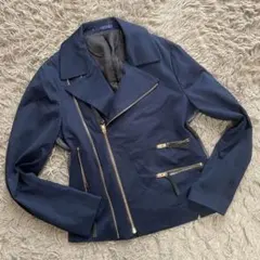 【極美品！】ポールスミス　ライダース　ダブル　riri メッシュ　ネイビー　紺