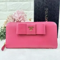 PRADA　プラダ　サフィアーノ　フィオッコ　ラウンドファスナー　長財布　ピンクのサムネイル