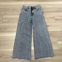 GU グレー ワイドレッグデニム