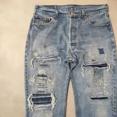 ビンテージ リーバイス 501 グランジデニム ダメージジーンズ w35 ビンテージ リーバイス 501 グランジデニム ダメージジーンズ w35