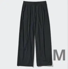 UNIQLO ウルトラストレッチエアリズムストレートワイドパンツ Mブラック