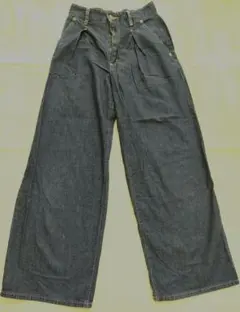 GU デニム ワイドパンツ　ネイビー　Sサイズ