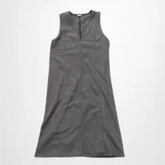 しまむら ジャンスカ ジャンパースカート ロング丈 ヘリンボーン柄 洗える